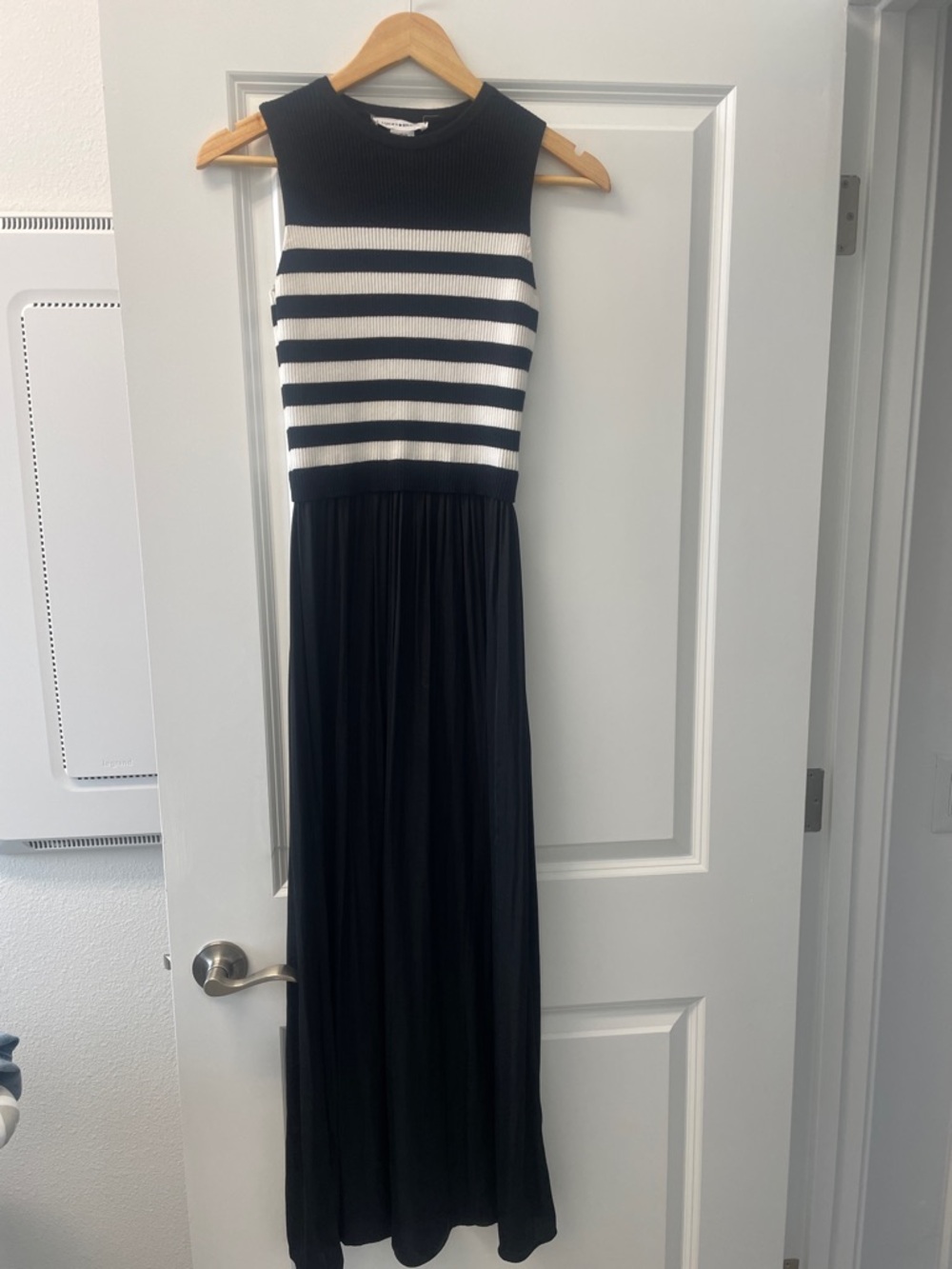 Lucky Brand Black and White Striped Knit Maxi Dress